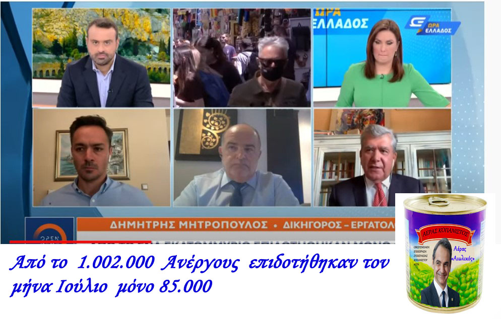 Δημήτρης Μητρόπουλος: Από τους  1.002.000  Ανέργους  επιδοτήθηκαν τον   μήνα Ιούλιο  μόνο 85.000