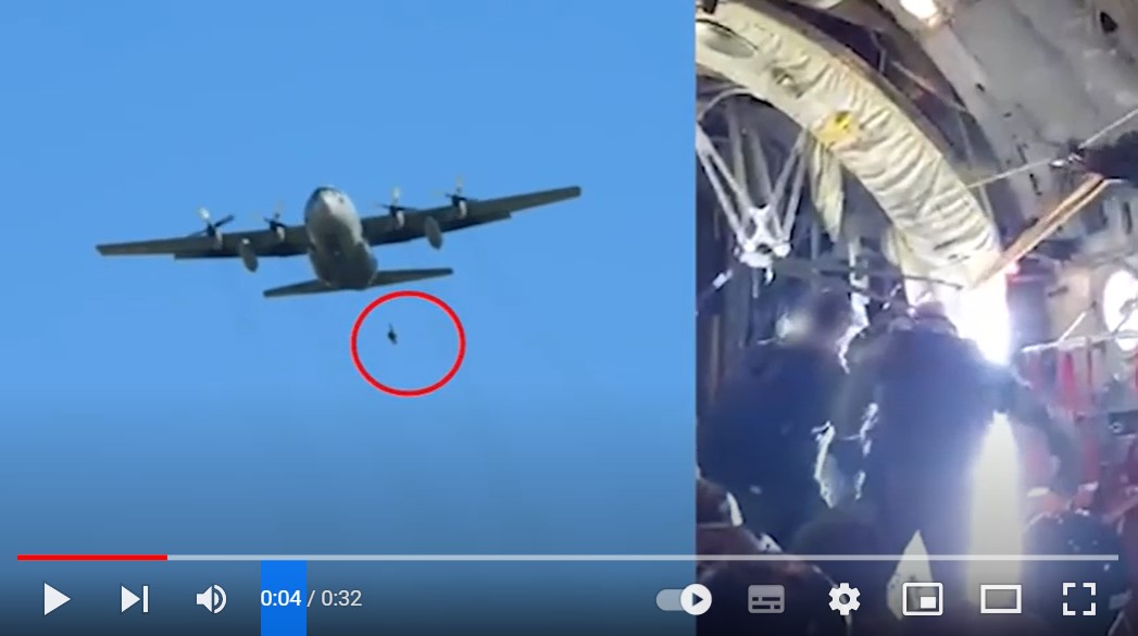 Παρ' ολίγον τραγωδία σε άσκηση με C-130 - Αλεξιπτωτιστής έμεινε κρεμασμένος στον αέρα έξω από το αεροσκάφος  