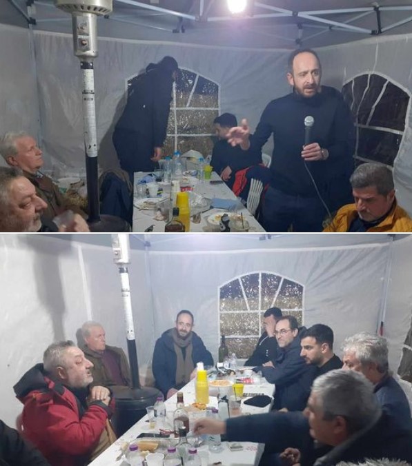 Κλιμάκιο της ΝΕ Κοζάνης μαζί με το Τμήμα Αγροτικής Πολιτικής του ΣΥΡΙΖΑ-ΠΣ επισκέφθηκε το μπλόκο των αγροτών στον κόμβο της ΤΕΧΝΟΜΠΕΤΟΝ