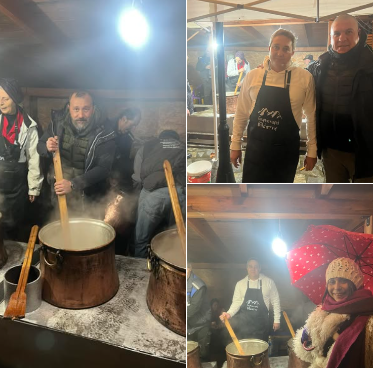 1η ημέρα &quot;Γουρνοχαρά&quot; στη Βλάστη. Τσιγαριδες και τηγανιά με τη συνοδεία &#039;άφθονου κρασιού και εκλεκτών τυριών!   Αύριο Κυριακή  παχυλός πατσάς και ντόπια λουκάνικα!